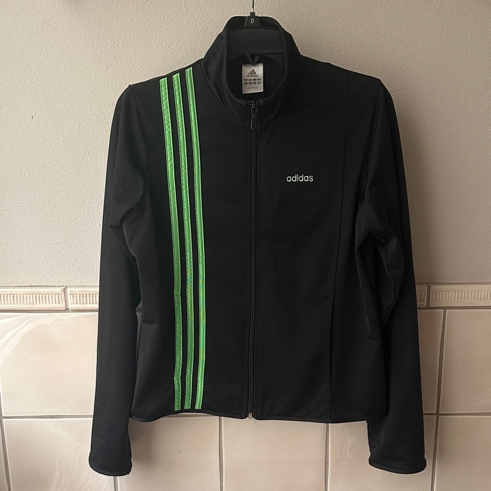 Vintage new Adidas neon stripe crop zip up boxy relaxed track suit bomber jacket